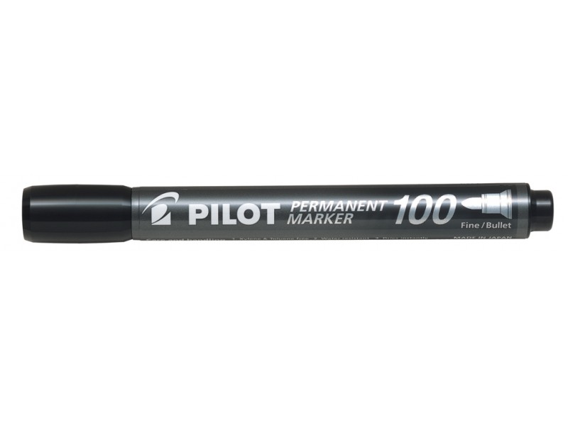 МАРКЕР ПЕРМАНЕНТЕН С ОБЪЛ ВРЪХ PILOT 100 ЧЕРЕН