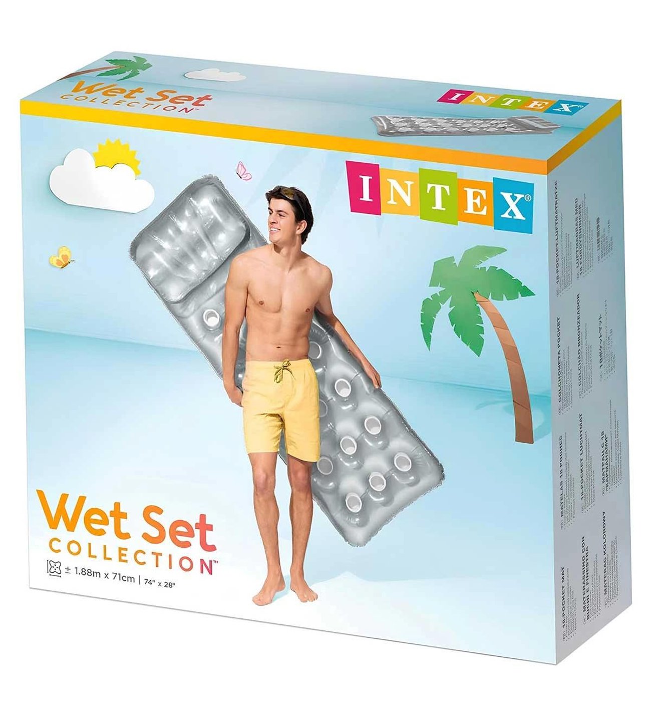 Надуваем дюшек с чашки INTEX 18-Pocket Suntanner, сребрист 58894