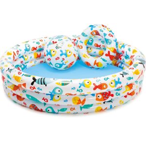 Надуваем к-т басейн, топка и пояс Ананас/Рибки INTEX в плик 59469