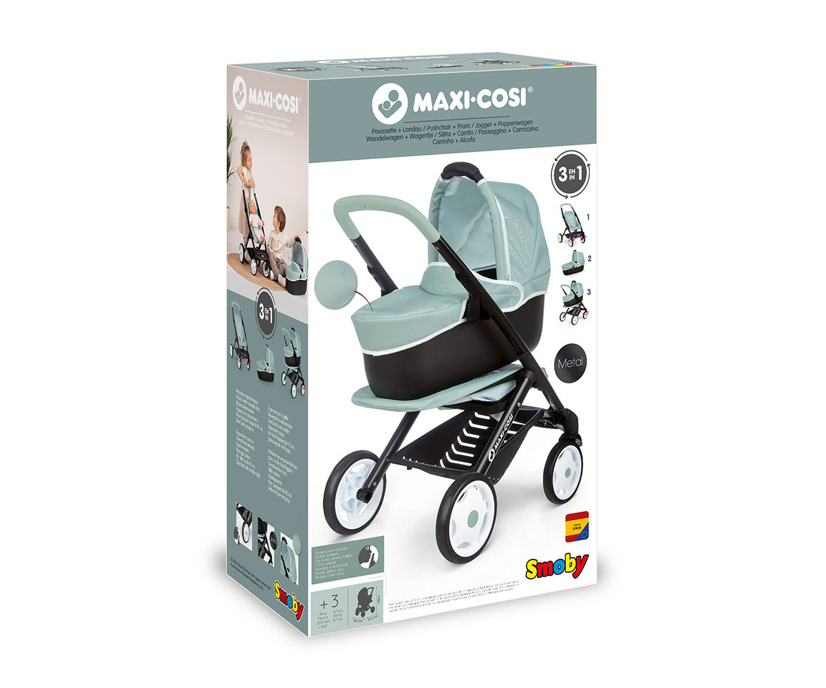 Smoby - Количка за кукли 3 в 1, сива