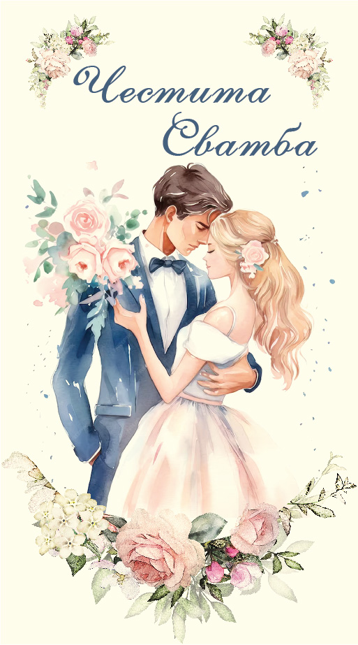 Дървен подаръчен ваучер ,, Честита сватба``