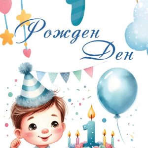 Дървен подаръчен ваучер ,, Честит първи рожден ден`` за момче