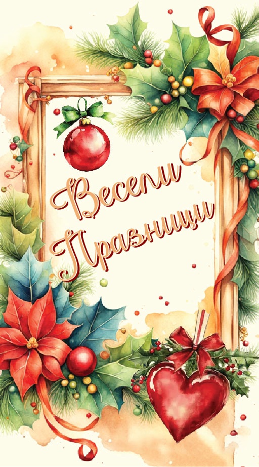 Дървен подаръчен ваучер коледен ,, Весели празници``