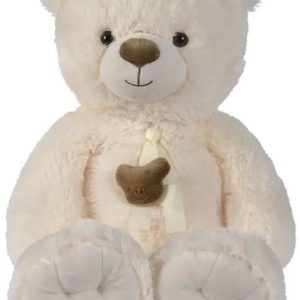 Плюшена играчка - Кремаво плюшено мече с панделка 55см. 0019
