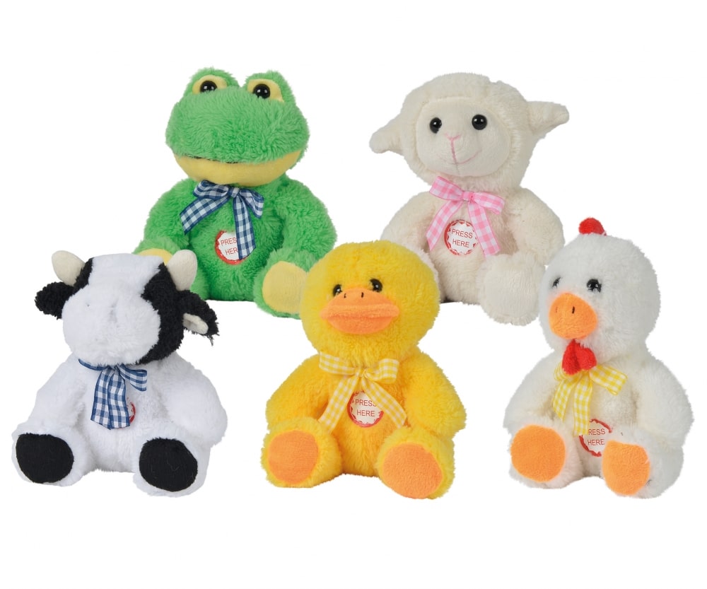 Плюшени животни със звук 15см., 5 вида