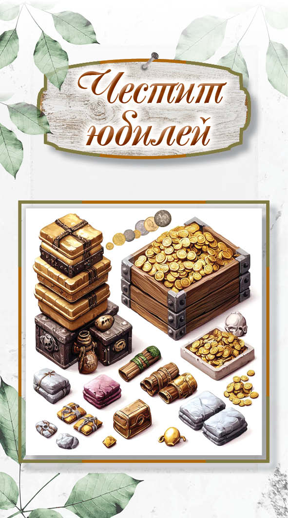 Дървен подаръчен ваучер ,, Честит юбилей``  за мъж