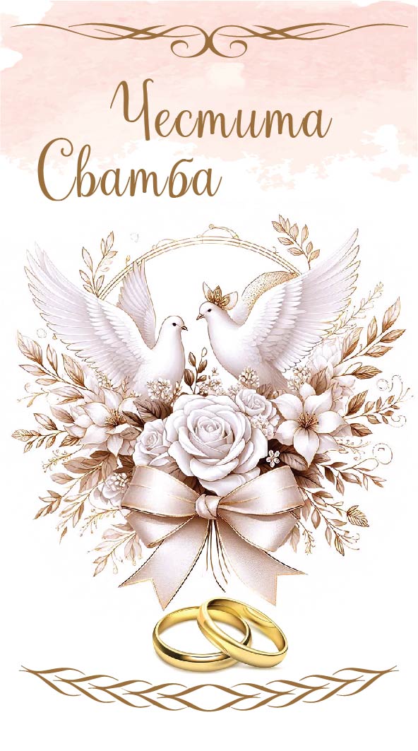 Дървен подаръчен ваучер ,, Честита сватба``