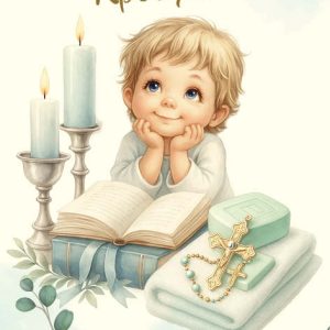 Дървен подаръчен ваучер ,,Честито Свето Кръщение`` за момче