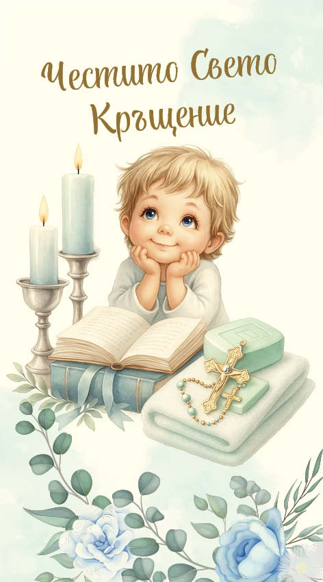Дървен подаръчен ваучер ,,Честито Свето Кръщение`` за момче