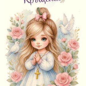 Дървен подаръчен ваучер ,,Честито Свето Кръщение`` за момиче