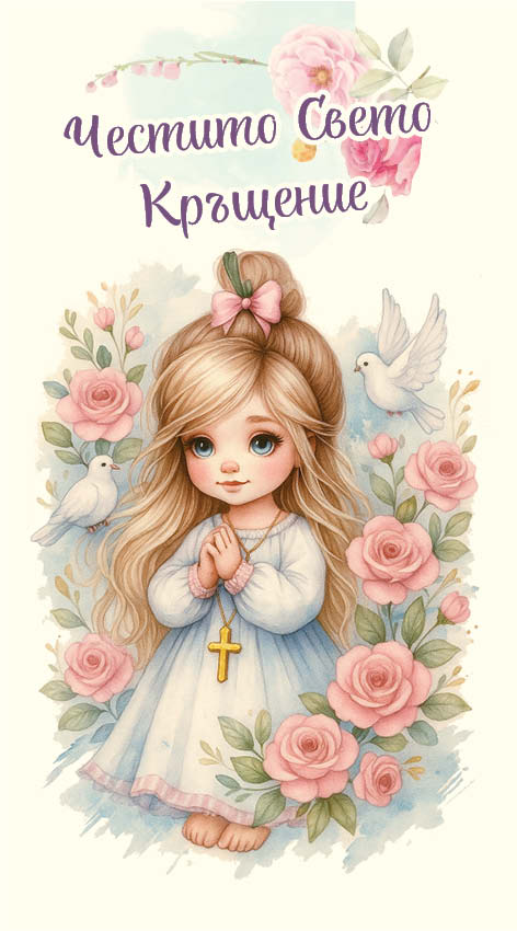 Дървен подаръчен ваучер ,,Честито Свето Кръщение`` за момиче